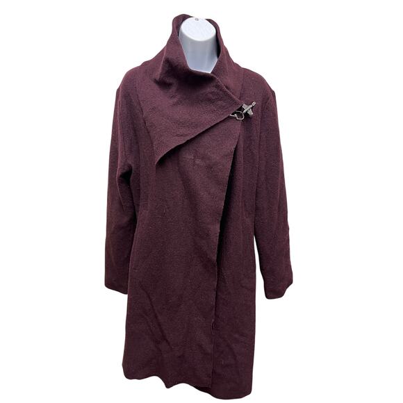 NorthStyle Jackets & Blazers - NorthStyle SZ S Purple 100% Wool Long Coat Asymmetrical Collar Toggle Front